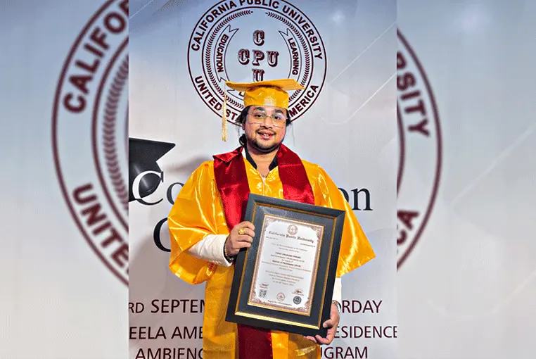 Dr. Vinay Prakash Tiwari's Doctorate Degree from California University